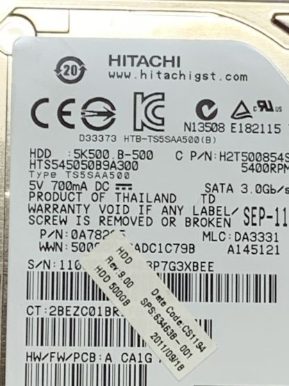 Hitachi HTS545050B9A300 500GB Internal 5400RPM 2.5" 1096 Hours - Image 3