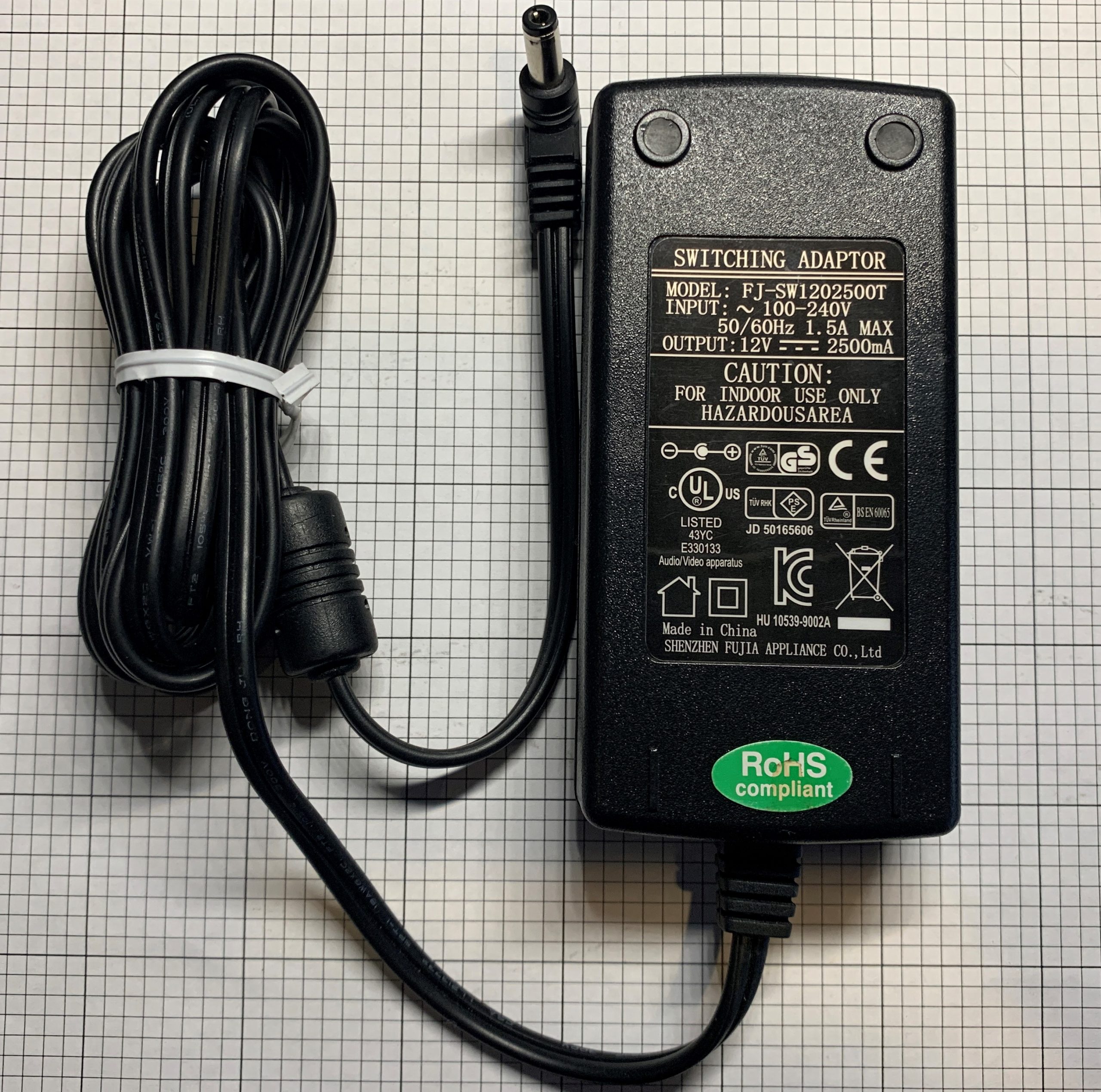AC/DC Adapter Shenzhen Fujia FJ-SW1202500T 12V 2500mA Switching Power Supply  – GeekGearStore