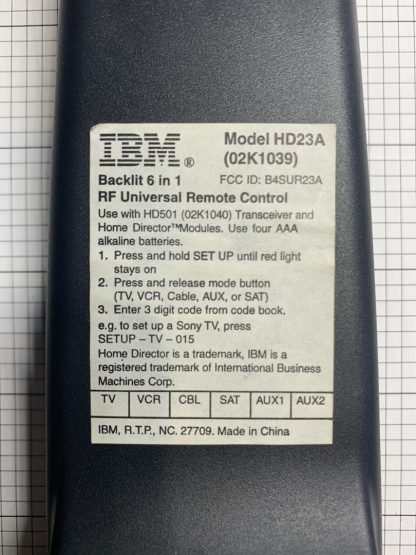 IBM HOME DIRECTOR MODEL: HD23A UNIVERSAL REMOTE - Image 4