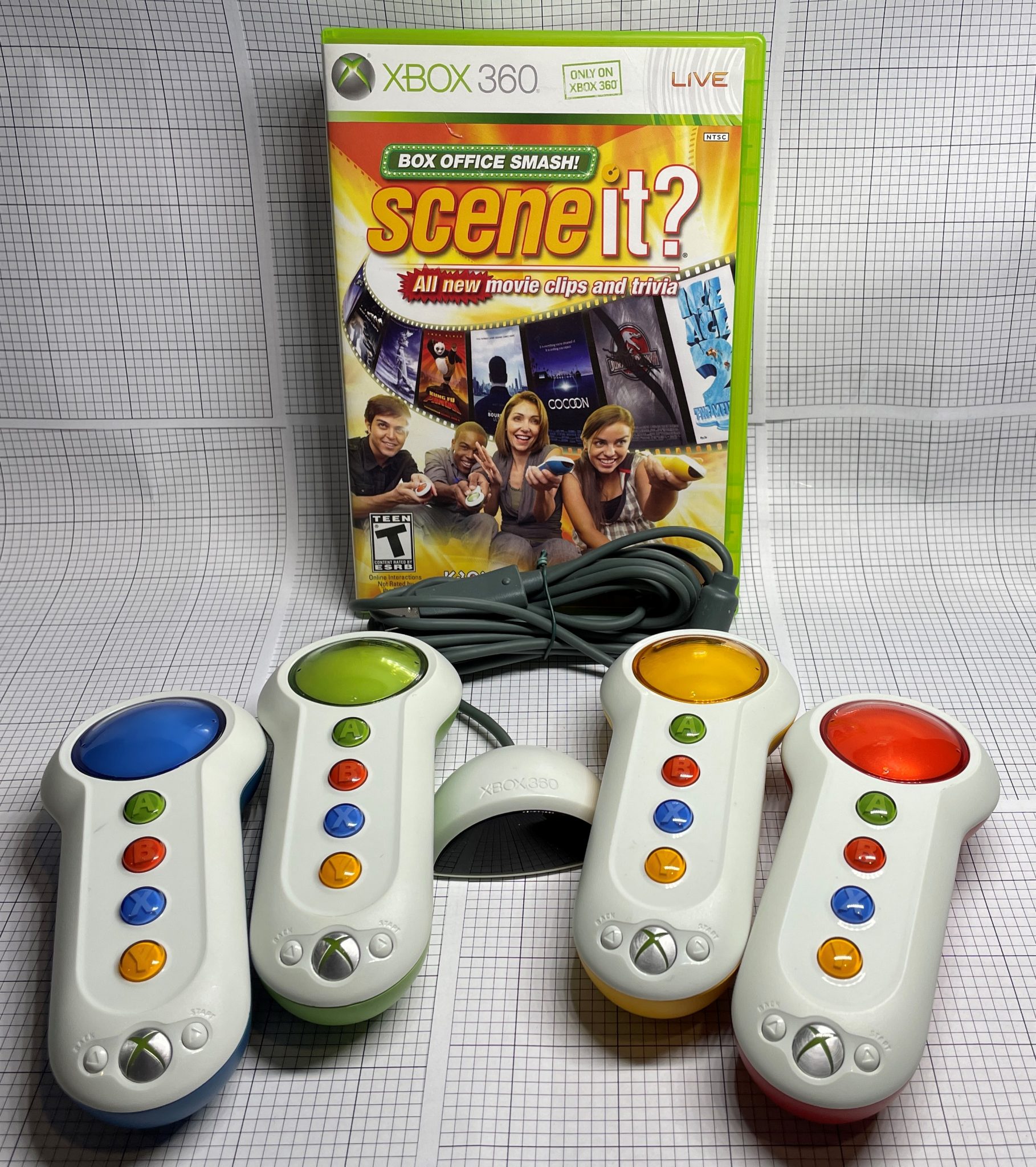 Box Office Smash Scene It? Xbox 360 Game w/ 4 Wireless Controllers