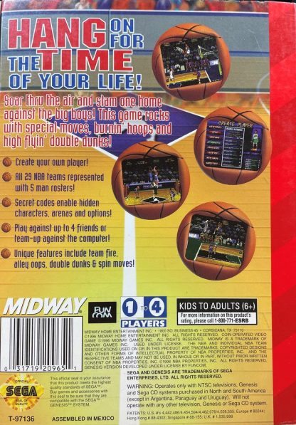 NBA HangTime (Sega Genesis, 1996) Complete In Box - Image 5
