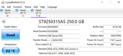 Seagate Momentus 5400.6 ST9250315AS 250GB 2.5" SATA II Laptop Hard Drive - Low Hours - Image 4