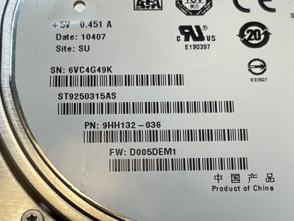 Seagate Momentus 5400.6 ST9250315AS 250GB 2.5" SATA II Laptop Hard Drive - Low Hours - Image 2