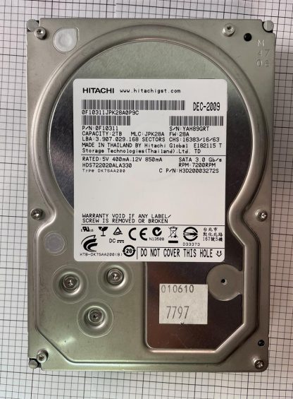Hitachi Deskstar HDS722020ALA330 3.5 2TB 7200RPM HDD 0F10311