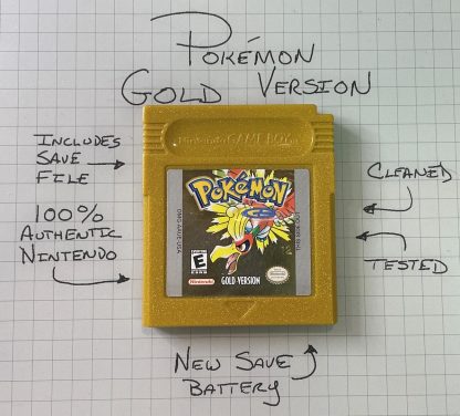Pokemon Gold Version - Authentic *NEW BATTERY* Save Game