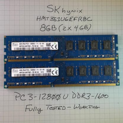 SK hynix 8GB (2X4GB) DDR3-1600 PC3-12800U - 11-12-B1  HMT351U6EFR8C-PB