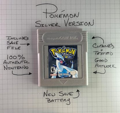 Pokemon Silver (Game Boy Color, 2000) Authentic *NEW BATTERY* & Save Game