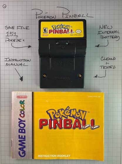 Pokemon Pinball (Game Boy, 1999) Authentic *NEW BATTERY* w/ Full Pokedex & Manual