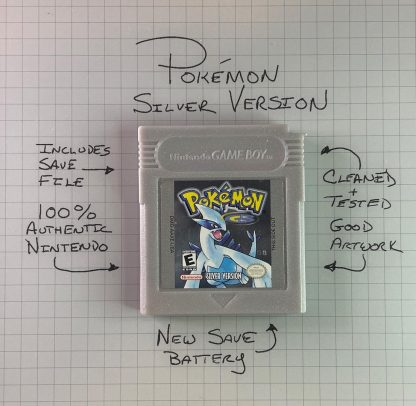 Pokemon Silver (Game Boy Color, 2000) Authentic *NEW BATTERY* & Save Game