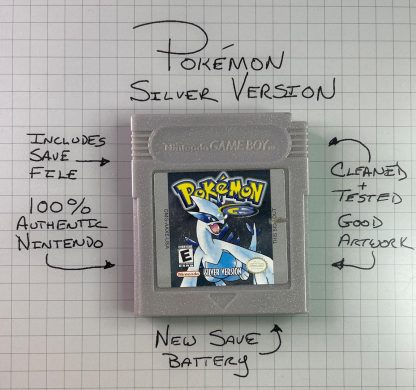 Pokemon Silver (Game Boy Color, 2000) Authentic *NEW BATTERY* & Save Game