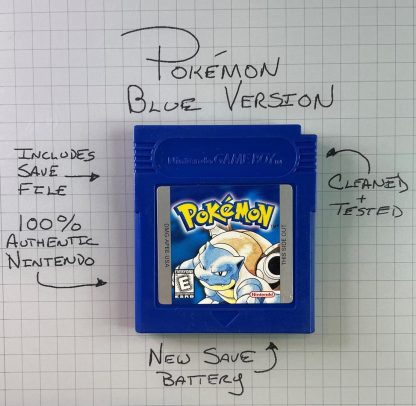 Pokemon Blue (Game Boy Color, 1998) Authentic *NEW BATTERY* w/ Save Game (Copy)