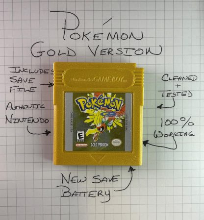 Pokemon Gold Version - Authentic *NEW BATTERY* w/ Save Game