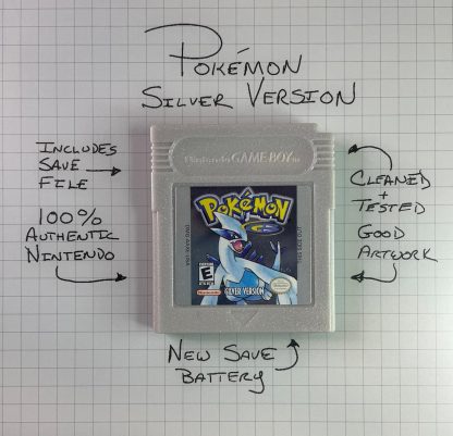 Pokemon Silver (Game Boy Color, 2000) Authentic *NEW BATTERY* & Save Game