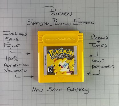 Pokemon Yellow Version (Game Boy, 1999) Authentic *NEW BATTERY* w/ Save Game