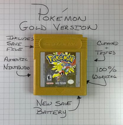 Pokemon Gold Version - Authentic *NEW BATTERY* w/ Save Game