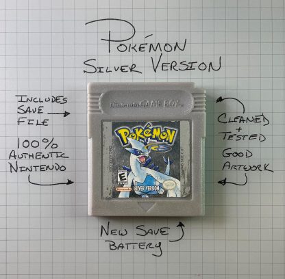 Pokemon Silver (Game Boy Color, 2000) Authentic *NEW BATTERY* & Save Game
