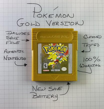 Pokemon Gold Version - Authentic *NEW BATTERY* w/ Save Game