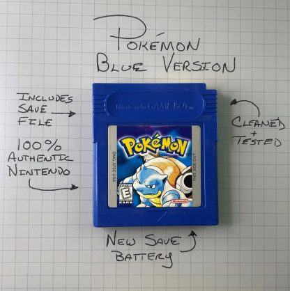 Pokemon Blue (Game Boy Color, 1998) Authentic *NEW BATTERY* w/ Save Game