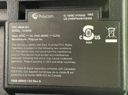 Polycom VVX 450 12-Line Business IP Desk Phone 2201-48840-001 POE - Image 3