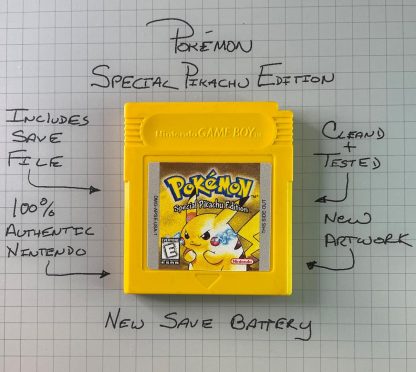 Pokemon Yellow Version (Game Boy, 1999) Authentic *NEW BATTERY* w/ Save Game