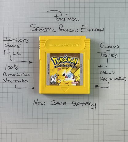 Pokemon Yellow Version (Game Boy, 1999) Authentic *NEW BATTERY* w/ Save Game