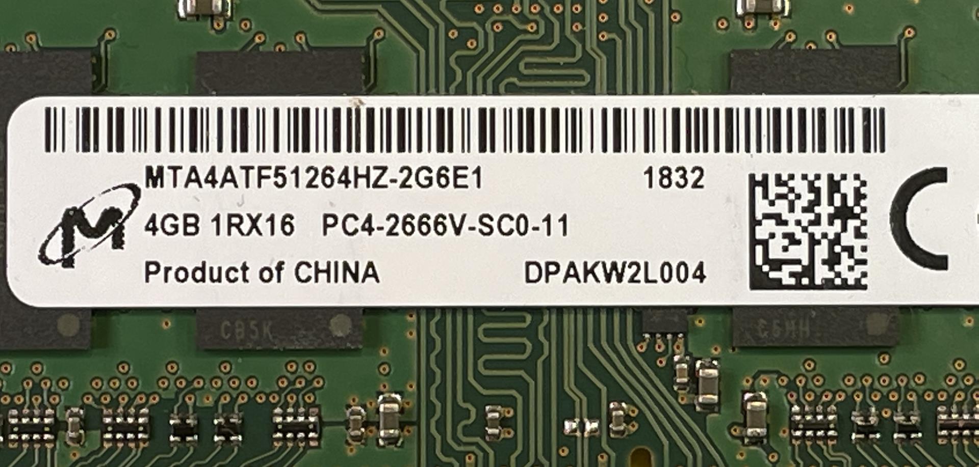 Micron MTA4ATF51264HZ-2G6E1 Non ECC PC4-2666V 4GB DDR4 2666MHz 260pin ...