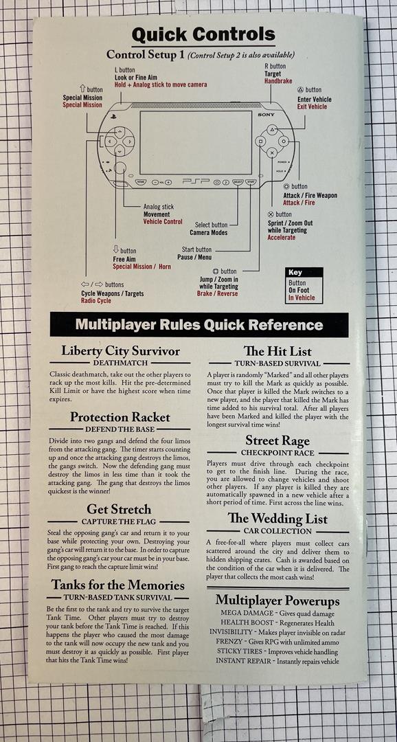 Grand Theft Auto GTA Liberty City Stories Sony PSP COMPLETE Map/Manual  TESTED 827307930065