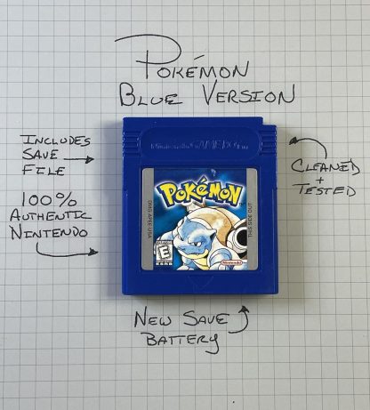Pokemon Blue (Game Boy Color, 1998) Authentic *NEW BATTERY* w/ Save Game