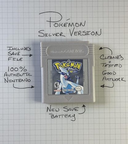 Pokemon Silver (Game Boy Color, 2000) Authentic *NEW BATTERY* & Save Game