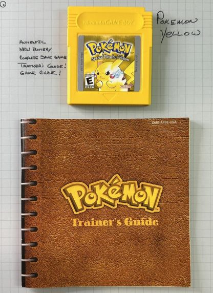 Pokemon Yellow (Game Boy Color, 1998) Authentic - Trainers Guide - New Battery & Save Game!