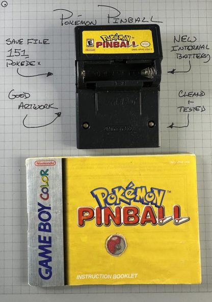 Pokemon Pinball (Game Boy, 1999) Authentic *NEW BATTERY* w/ Full Pokedex & Manual