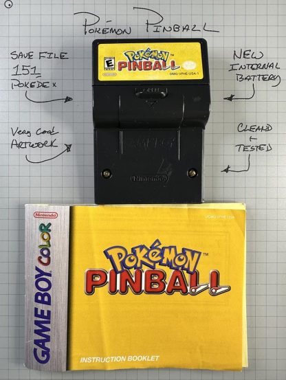 Pokemon Pinball (Game Boy, 1999) Authentic *NEW BATTERY* w/ Full Pokedex & Manual