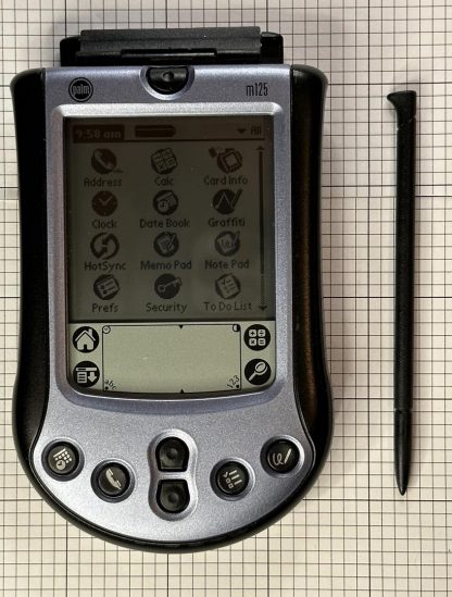 Vintage Palm Pilot M125 Handheld PDA w/ Stylus & Cover -WORKING!