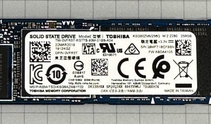 Toshiba 256GB KSG60ZMV256G SATA III NGFF 80mm M.2 SSD 0VFR5T - Image 3