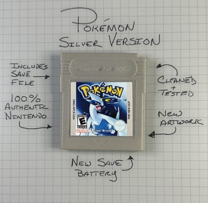 Pokemon Silver (Game Boy Color, 2000) Authentic *NEW BATTERY*
