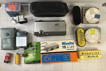 Minolta 16EE-II "Spy Camera" / Shoe Clamp / BC-III Flash / 6 Lenses & More!