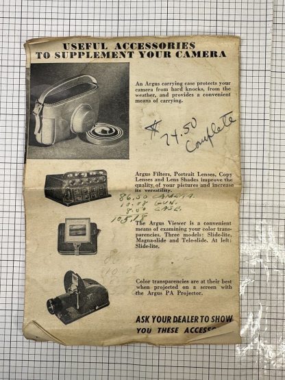 Vintage Argus C3 35mm Camera w/ Flash, Lens Accessory Kit, Case, Manual - Image 15