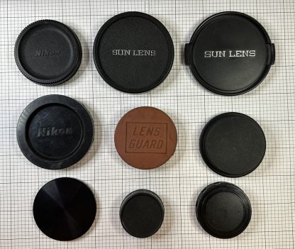 Lot of 9 Vintage Assorted Lens Caps SUN, NIKON