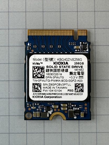 Kioxia (Toshiba) 256GB PCIe NVMe M.2 2230 30mm SSD KBG40ZNS256G / 0FWJTG
