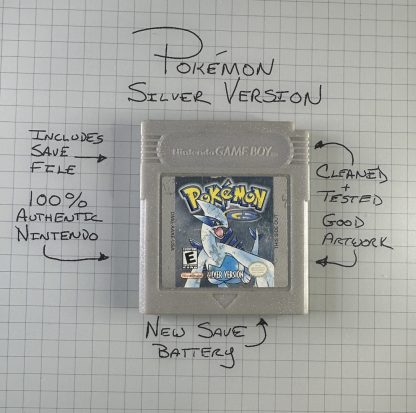 Pokemon Silver (Game Boy Color, 2000) Authentic *NEW BATTERY* & Save Game (Copy)