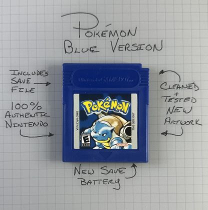 Pokemon Blue (Game Boy Color, 1998) Authentic *NEW BATTERY* w/ Save Game