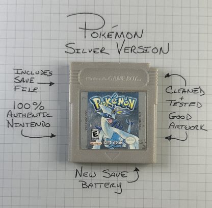 Pokemon Silver (Game Boy Color, 2000) Authentic *NEW BATTERY* & Save Game