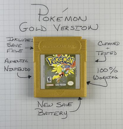 Pokemon Gold Version - Authentic *NEW BATTERY* w/ Save Game