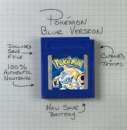 Pokemon Blue (Game Boy Color, 1998) Authentic *NEW BATTERY* w/ Save Game
