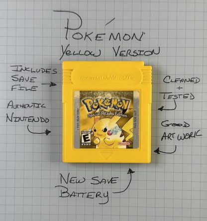 Pokemon Yellow Version (Game Boy, 1999) Authentic *NEW BATTERY* w/ Save Game