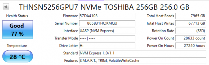 Toshiba 256GB M.2 2280 NVMe MLC SSD  GEN 3 THNSN5256GPU7 DP/N 05DFH6 - Image 4