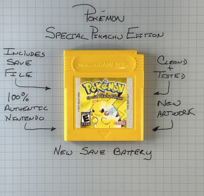 Pokemon Yellow Version (Game Boy, 1999) Authentic *NEW BATTERY* w/ Save Game