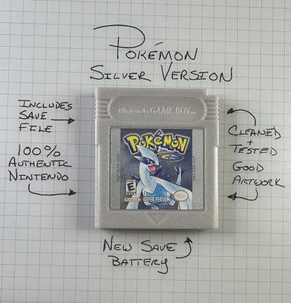Pokemon Silver (Game Boy Color, 2000) Authentic *NEW BATTERY* & Save Game