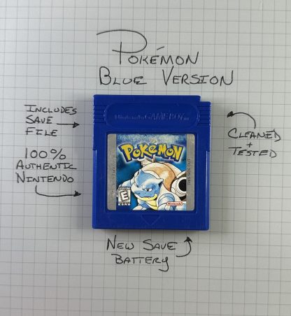 Pokemon Blue (Game Boy Color, 1998) Authentic *NEW BATTERY* w/ Save Game