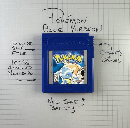 Pokemon Blue (Game Boy Color, 1998) Authentic *NEW BATTERY* w/ Save Game